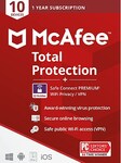 McAfee Total Protection Plus VPN (10 apparaten, 1 jaar) - McAfee Sleutel - GLOBAL McAfee Key GLOBAL