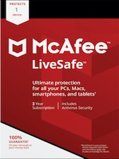 McAfee Livesafe - 1 Dispositivo 3 años Clave GLOBAL