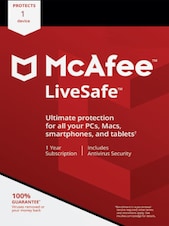 McAfee Livesafe - 1 urządzenie 1 rok Klucz GLOBALNY