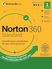 Norton 360 - Standard + 10 GB Cloud Storage PC, Android, Mac, iOS 1 Year NortonLifeLock Key UNITED STATES
