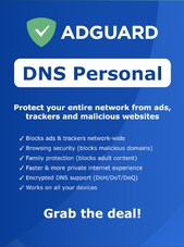 AdGuard DNS Personal - PC, Android, Mac, iOS 20 eszköz 1 év AdGuard Kulcs GLOBÁLIS