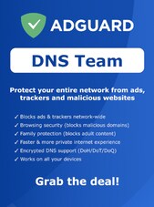 AdGuard DNS Team - PC, Android, Mac, iOS 200 Devices 1 mois AdGuard Clé GLOBAL