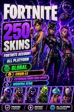 Fortnite Account (All Platform) 250 Skins + Chun-Li , Catwoman Comic Book Outfit , Modena Icon Fortnite Konto GLOBALNY