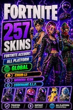 Fortnite Account (All Platform) 257 Skins + Chun-Li , Modena Icon , Codename E.L.F. Fortnite Konto GLOBALNY