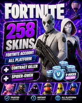 Fortnite Account (All Platform) 258 Skins + Contract Giller , Spider-Gwen Fortnite Konto GLOBAL