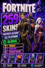 Fortnite Account (All Platform) 259 Skins + Midas , Brutus , Spider-Gwen Fortnite Account GLOBAL