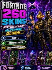 Fortnite Account (All Platform) 260 Skins + Chun-Li , Contract Giller , Spider-Man Gilded Reality Fortnite Konto GLOBAL