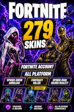 Fortnite Account (All Platform) 279 Skins + Spider-Gwen Aurelian , Contract Giller , Spider-Man Gilded Reality Fortnite Konto GLOBAL