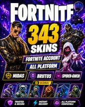 Fortnite Account (All Platform) 343 Skins + Midas , Brutus , Spider-Gwen Fortnite Konto GLOBALNY