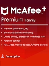 McAfee+ - Premium PC, Android, IOS 1 jaar McAfee Sleutel GLOBAL