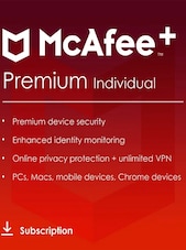 McAfee+ - Premium PC, Android, IOS 1 jaar McAfee Sleutel GLOBAL