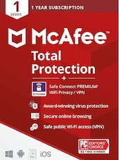 McAfee Total Protection Plus VPN 1 Device 1 Year McAfee Key LATAM