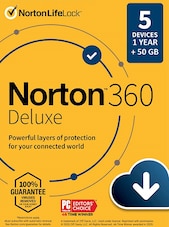 Norton 360 - Deluxe + 50 GB Cloud Storage PC, Android, Mac, iOS 15 miesięcy NortonLifeLock Klucz GLOBALNY