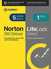 Norton 360 - Life Lock Select + 100 GB Cloud Storage PC, Android, Mac, iOS 1 an NortonLifeLock Clé AMÉRIQUE DU NORD, CENTRALE ET DU SUD