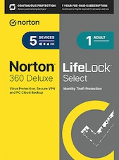 Norton 360 - Life Lock Select + 100 GB Cloud Storage PC, Android, Mac, iOS 1 Year NortonLifeLock Key NORTH & CENTRAL & SOUTH AMERICA