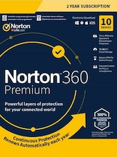 Norton 360 - Premium + 75 GB Cloud Storage PC, Android, Mac, iOS 2 Years NortonLifeLock Key UNITED STATES