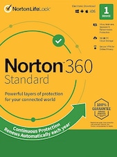 Norton 360 - Standard + 10 GB Cloud Storage PC, Android, Mac, iOS 1 jaar NortonLifeLock Sleutel UNITED STATES