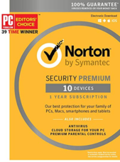 Norton Security Premium - 10 Devices 1 an Clé GLOBAL