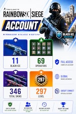 Tom Clancy's Rainbow Six Siege Account 11 Black Ice + 69 Operators + 346 Total Skins + 297 Level PC Ubisoft Connect Konto GLOBALNY