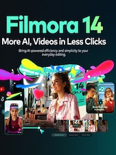 Wondershare Filmora 14 Video Editor (1 Device for each OS) - Advanced PC, Android, Mac, iOS 6 Apparaten 1 jaar Wondershare Sleutel GLOBAL