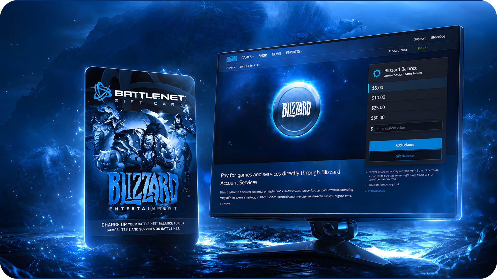 Redeeming a Blizzard Gift Card
