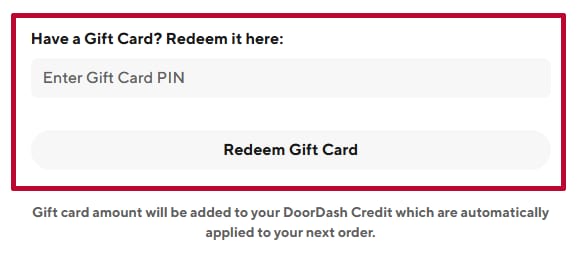 Doordash gift card