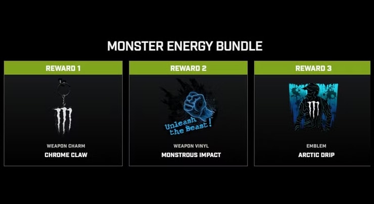 Call of Duty: Modern Warfare III - Monster Energy Charm + Emblem + Calling Card Bundle