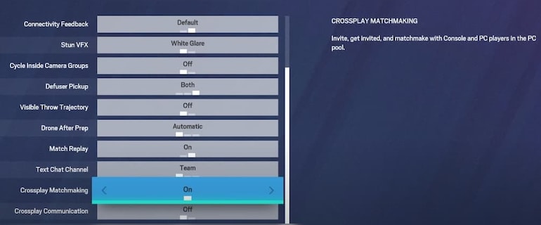 Crossplay Matchmaking option in R6S