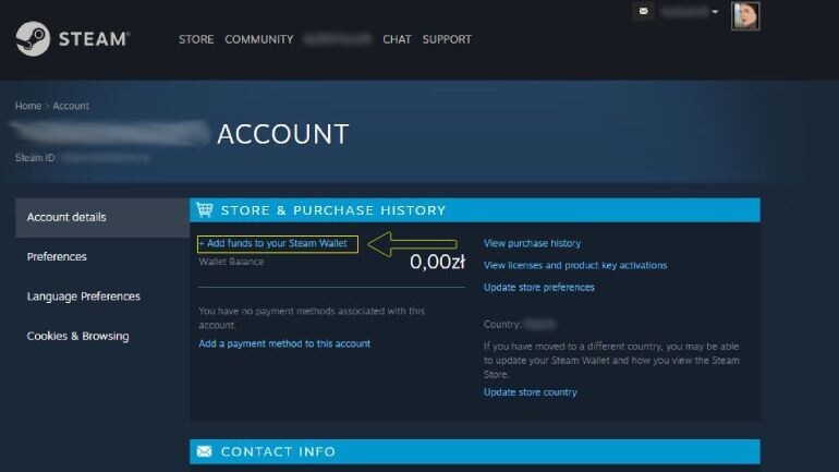Add Funds to your Steam Wallet