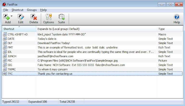 NCH: FastFox Text Expander