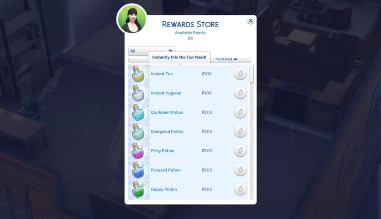 The Sims 4 satisfaction points store