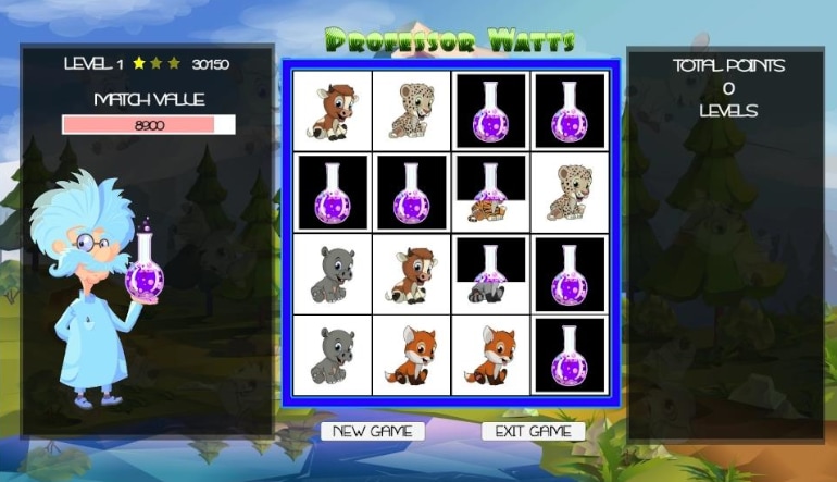 Professor Watts Memory Match: Cute Animals