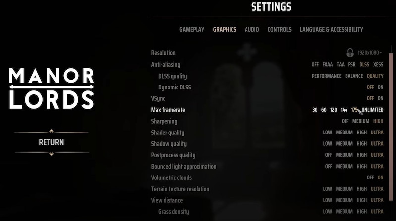 Manor Lords Settings